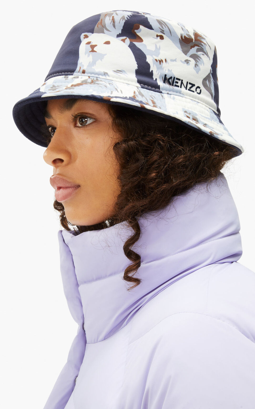 Chapeu Pescador Kenzo Polar Bear The Inverno Capsule reversible Feminino - Azuis Pretas | 371EVXNAP